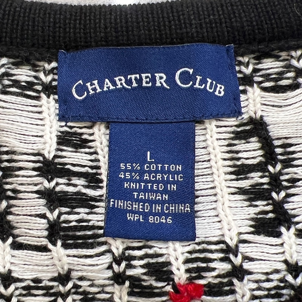Charter Club Holiday Cardigan Sweater Snowflake Winter Print Button Front - Picture 6 of 8